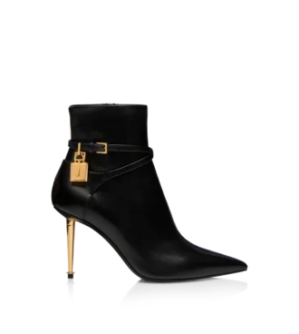 85 mm Leder-Ankle Boots mit Padlock-Verschluss