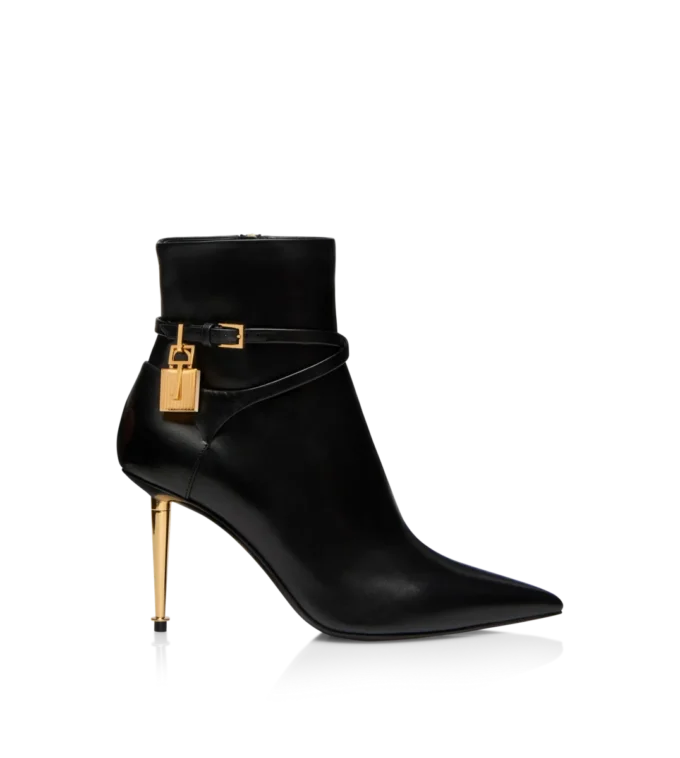 85 mm Leder-Ankle Boots mit Padlock-Verschluss 85 mm Leder-Ankle Boots mit Padlock-Verschluss