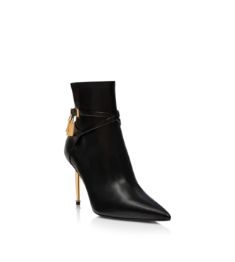 85 mm Leder-Ankle Boots mit Padlock-Verschluss
