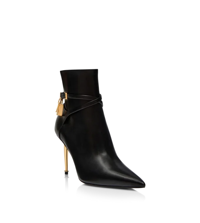85 mm Leder-Ankle Boots mit Padlock-Verschluss 85 mm Leder-Ankle Boots mit Padlock-Verschluss