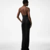 Abendkleid mit V-Ausschnitt und drapiertem Wasserfall-Detail Abendkleid mit V-Ausschnitt und drapiertem Wasserfall-Detail
