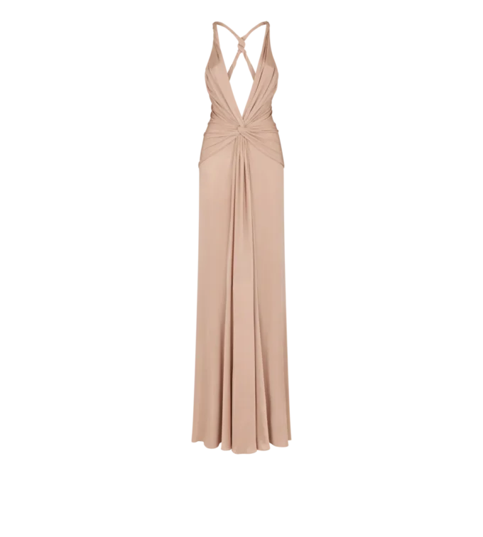 Abendkleid mit V-Ausschnitt und gekreuztem Ausschnitt Abendkleid mit V-Ausschnitt und gekreuztem Ausschnitt