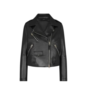 Asymmetrische Leder-Bikerjacke