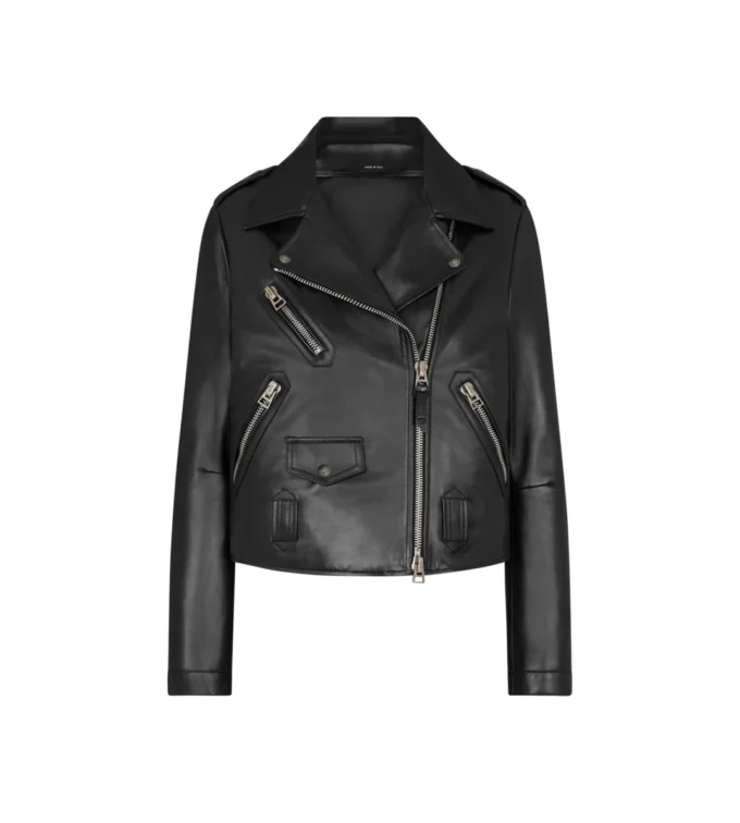 Asymmetrische Leder-Bikerjacke