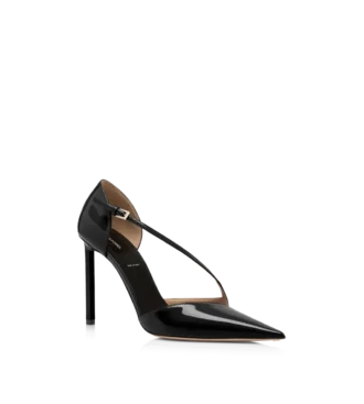 Asymmetrische Pumps aus Lackleder