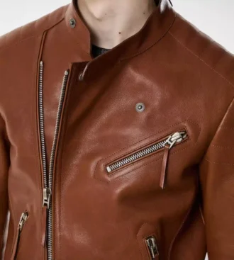 Asymmetrische Racerjacke aus Büffelleder