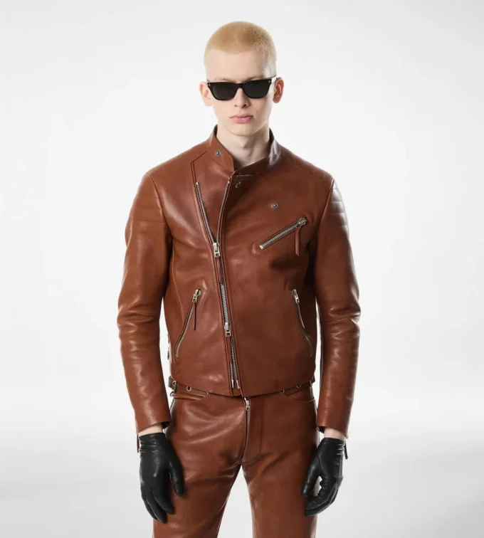 Asymmetrische Racerjacke aus Büffelleder Asymmetrische Racerjacke aus Büffelleder