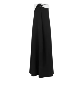 Asymmetrisches Abendkleid aus drapiertem Kreppsatin