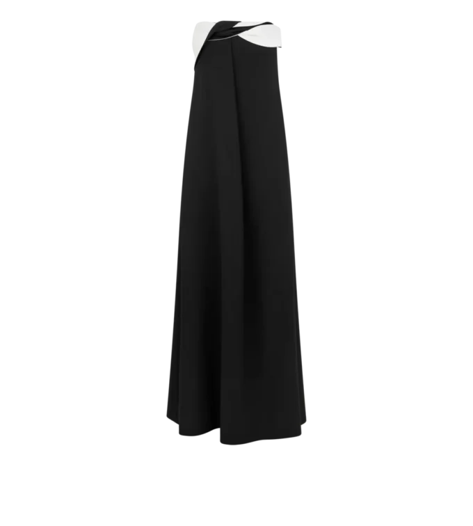 Asymmetrisches Abendkleid aus drapiertem Kreppsatin