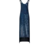 Asymmetrisches Abendkleid aus Seide mit Paillettenstickerei und ohne Ärmel Asymmetrisches Abendkleid aus Seide mit Paillettenstickerei und ohne Ärmel