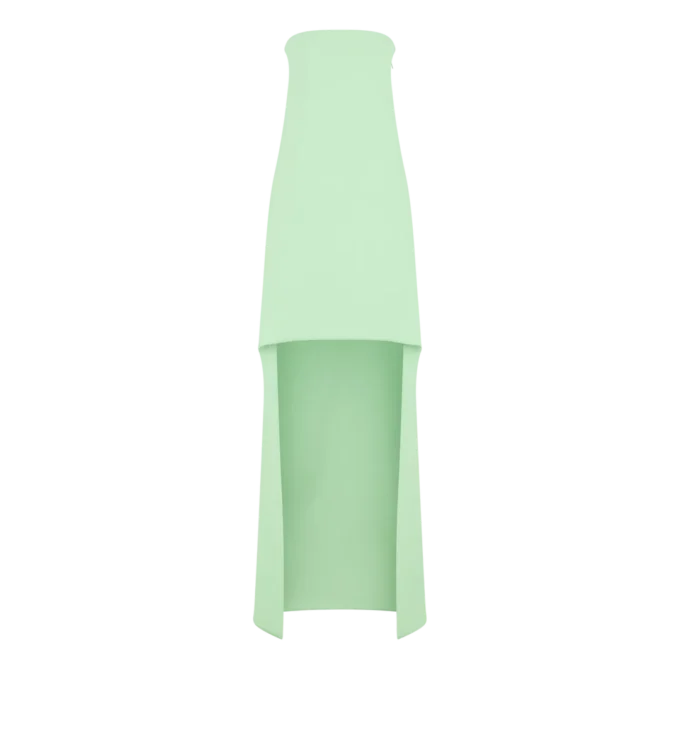 Asymmetrisches, trägerloses Cocktailkleid aus doppeltem Georgette-Stretchseide Asymmetrisches, trägerloses Cocktailkleid aus doppeltem Georgette-Stretchseide