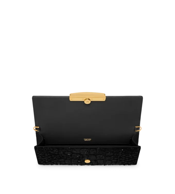 Bar Clutch mit Paillettenstickerei in Krokodillook Bar Clutch mit Paillettenstickerei in Krokodillook