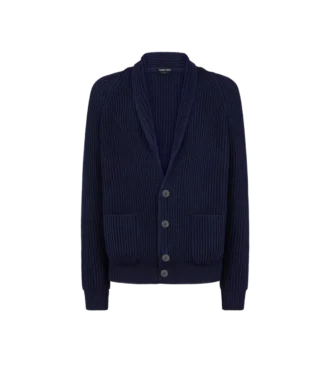 Baumwoll-Seiden-Strickjacke mit Schalkragen