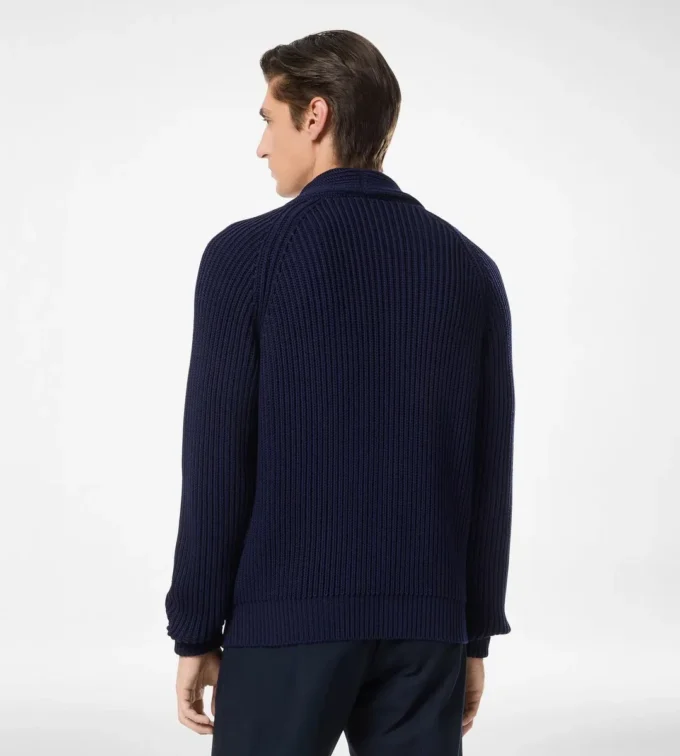 Baumwoll-Seiden-Strickjacke mit Schalkragen