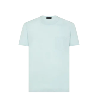 Baumwoll-Seiden-T-Shirt mit Rundhalsausschnitt
