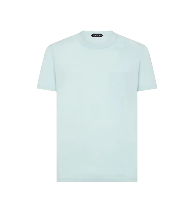 Baumwoll-Seiden-T-Shirt mit Rundhalsausschnitt