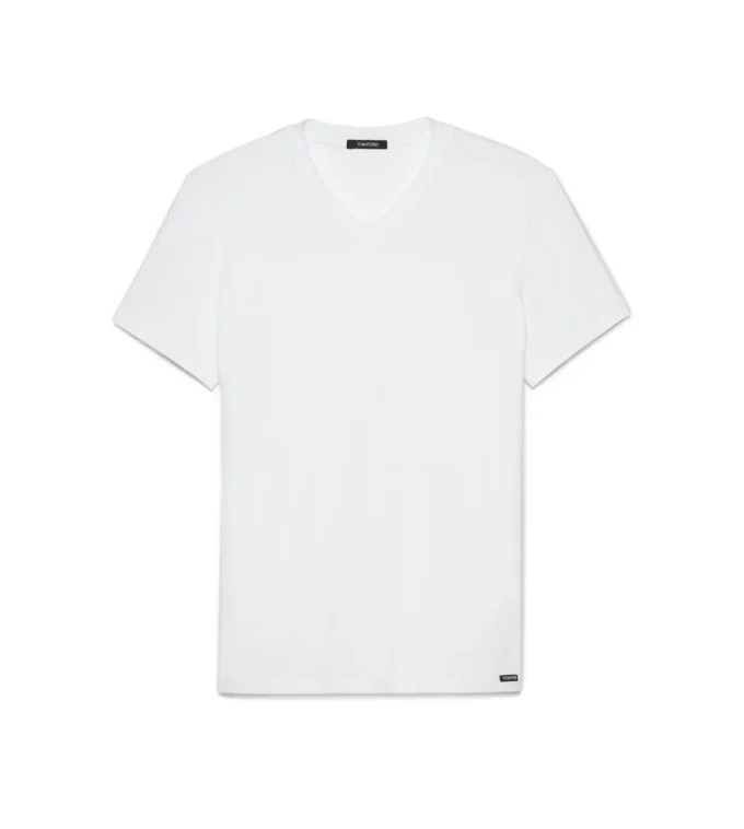 Baumwoll-T-Shirt mit V-Ausschnitt Baumwoll-T-Shirt mit V-Ausschnitt