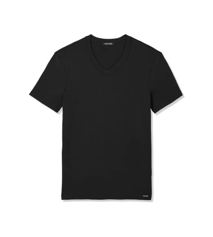Baumwoll-T-Shirt mit V-Ausschnitt Baumwoll-T-Shirt mit V-Ausschnitt
