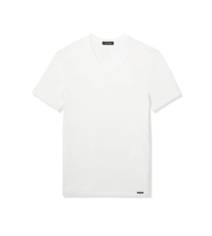 Baumwoll-T-Shirt mit V-Ausschnitt Baumwoll-T-Shirt mit V-Ausschnitt