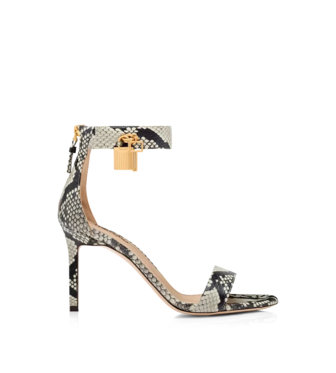 Bedruckte Python-Sandale mit Padlock Bedruckte Python-Sandale mit Padlock