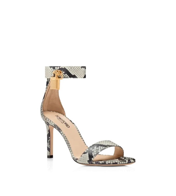 Bedruckte Python-Sandale mit Padlock Bedruckte Python-Sandale mit Padlock