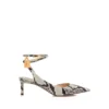 Bedruckte Python-Slingback-Sandalen mit Padlock-Verschluss