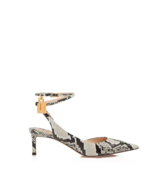 Bedruckte Python-Slingback-Sandalen mit Padlock-Verschluss