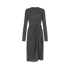 Bedrucktes Seidenkleid mit langen Ärmeln und Lederdetails Bedrucktes Seidenkleid mit langen Ärmeln und Lederdetails