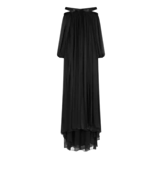 Besticktes Abendkleid aus Seidenchiffon mit schulterfreiem Ausschnitt
