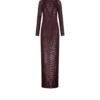 Besticktes Abendkleid mit Langarm und Krokodileffekt Besticktes Abendkleid mit Langarm und Krokodileffekt