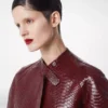 Bikerjacke aus bedrucktem Leder und gewaschenem Duchesse-Stoff Bikerjacke aus bedrucktem Leder und gewaschenem Duchesse-Stoff