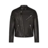 Bikerjacke aus genarbtem Leder mit Reißverschluss