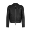 Bikerjacke aus genarbtem Leder mit Reißverschluss