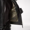Bikerjacke aus genarbtem Leder mit Reißverschluss