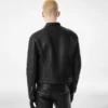Bikerjacke aus genarbtem Leder mit Reißverschluss