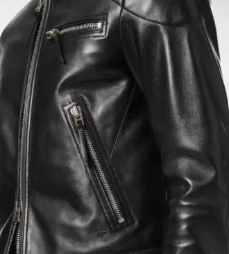 Bikerjacke aus genarbtem Nappaleder