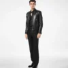 Bikerjacke aus genarbtem Nappaleder