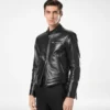 Bikerjacke aus genarbtem Nappaleder