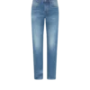 Blaue Stretch-Jeans mit geradem Schnitt und Webkante