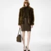Blouson aus Lammfell mit Lederdetails