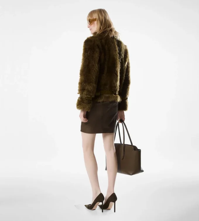 Blouson aus Lammfell mit Lederdetails