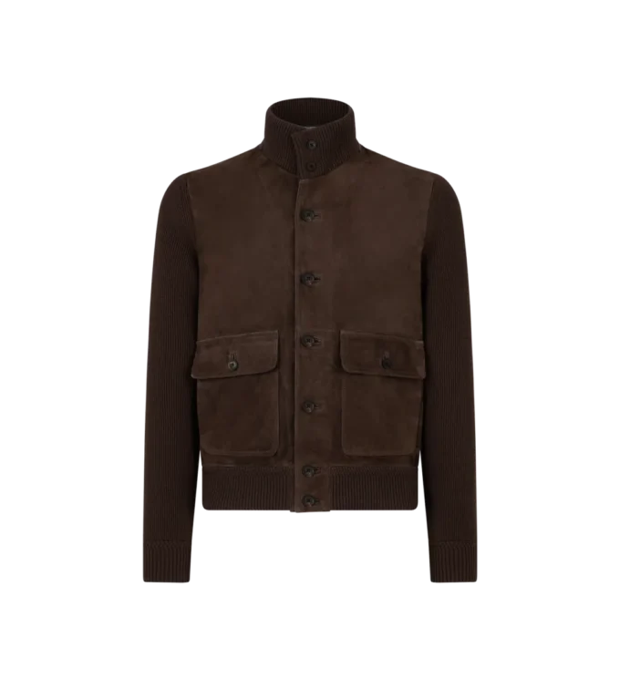 Blouson aus Merinowolle mit Wildlederfront