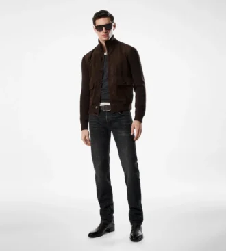 Blouson aus Merinowolle mit Wildlederfront