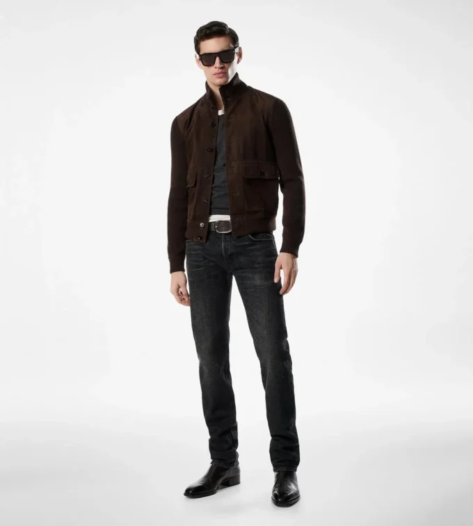 Blouson aus Merinowolle mit Wildlederfront