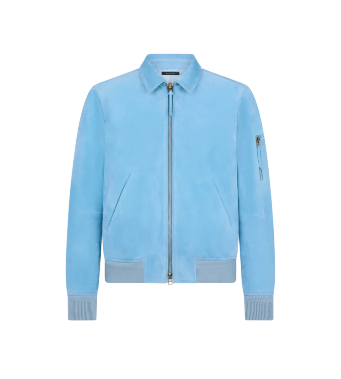 Blouson mit Kragen aus Kaschmir-Wildleder