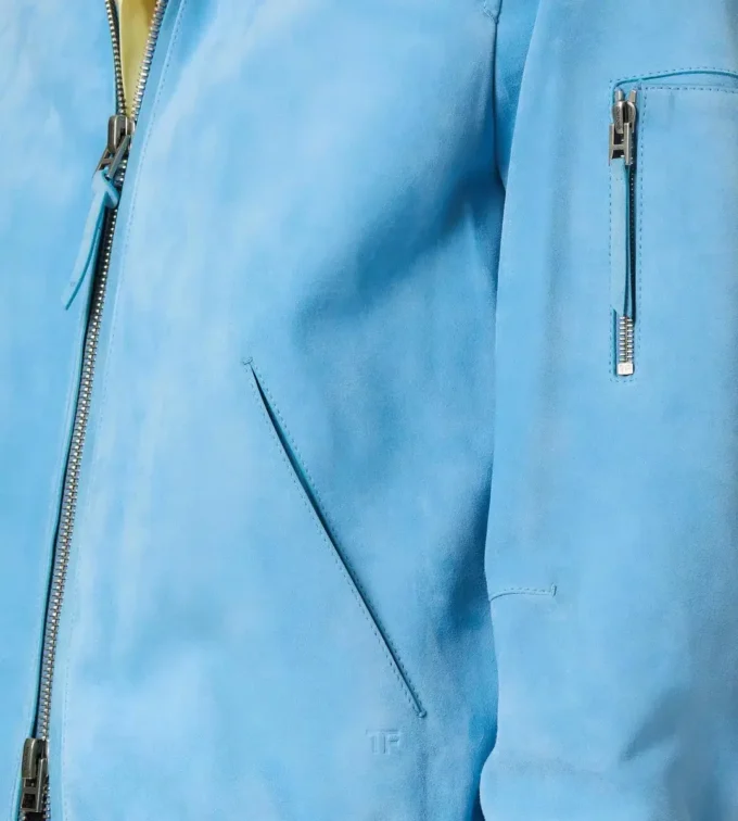 Blouson mit Kragen aus Kaschmir-Wildleder