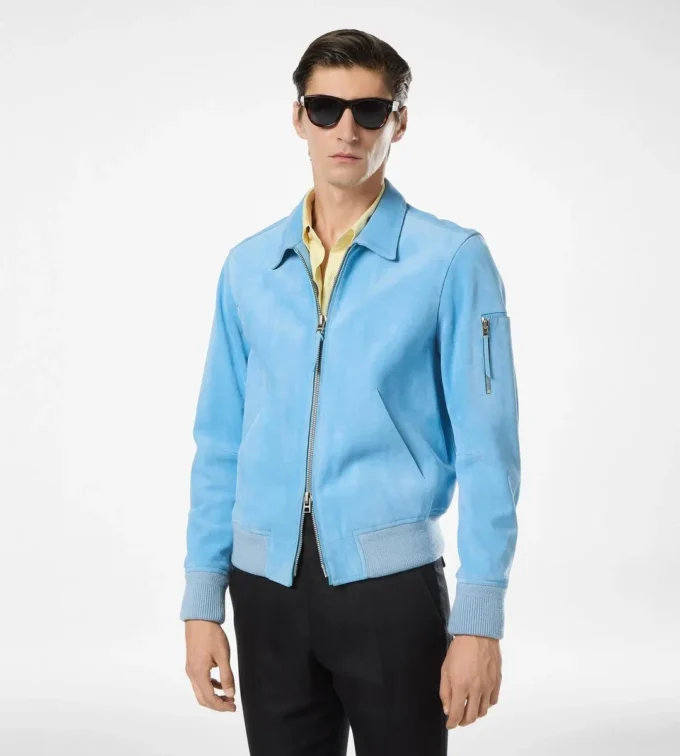 Blouson mit Kragen aus Kaschmir-Wildleder