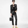 Cardigan-Jacke aus Nappaleder