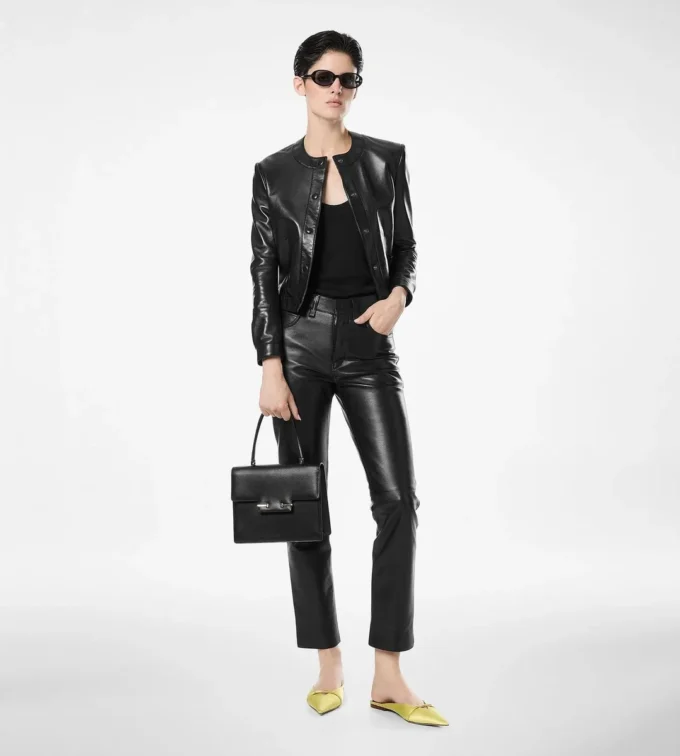 Cardigan-Jacke aus Nappaleder