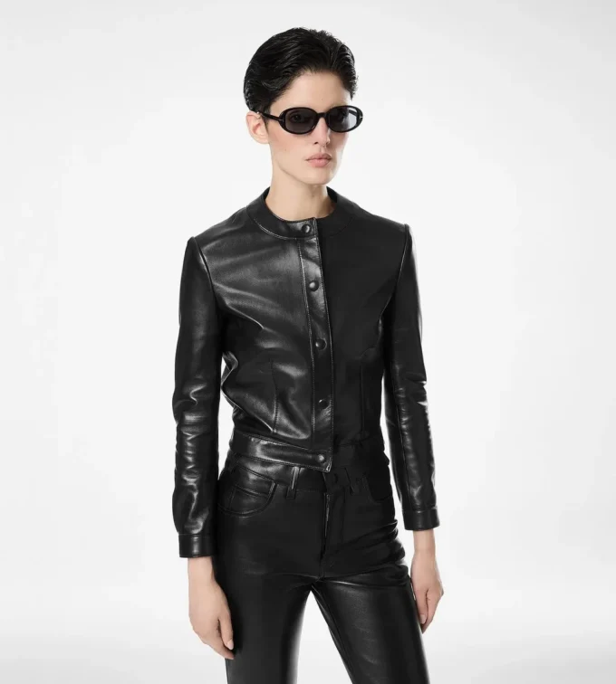Cardigan-Jacke aus Nappaleder